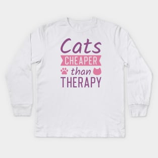 Cats Cheaper Than Therapy Kids Long Sleeve T-Shirt